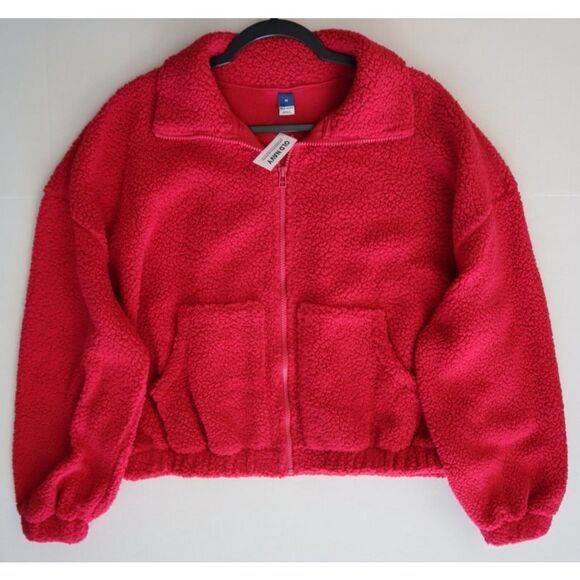 Old Navy 723210-06 Women's Sz M Berry Fine/Pink Oversized Sherpa Full Zip Jacket - Picture 7 of 8